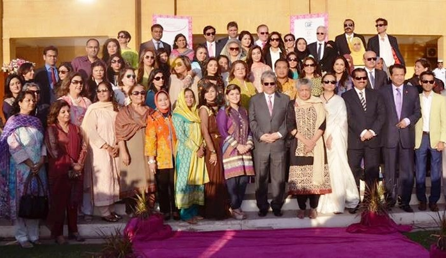 Group of people standing together at an event